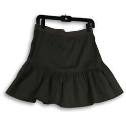 Womens Green Flat Front Regular Fit Side Zip Ruffle Hem Mini Skirt Size 2 alternative image