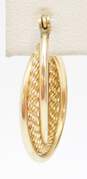 14K Gold Interlocking Smooth & Twisted Rope Hoop Single Earring 1.8g image number 2