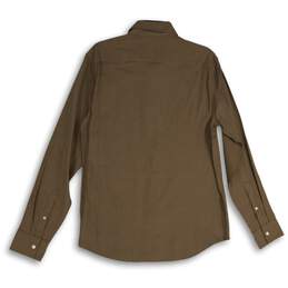 NWT Mens Brown Long Sleeve Spread Collar Slim Fit Button-Up Shirt Size M alternative image