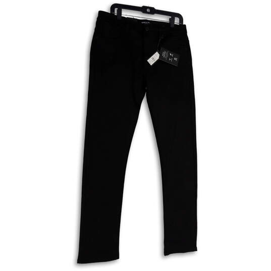NWT Mens Black Denim Dark Wash Stretch Pocket Slim Fit Straight Jeans 34/32 image number 1