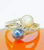 Vintage 14K White Gold Diamond Accent & Pearl Ring 5.3g image number 1
