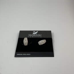Designer Swarovski Silver-Tone Clear Fashionable Crystal Hoop Earrings alternative image
