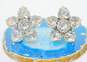 Vintage Weiss Floral Icy Rhinestone Silver Tone Clip On Earrings 12.1g image number 1