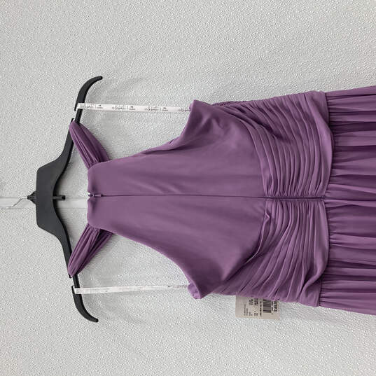 NWT Womens Purple High Neck Mesh Back Zip Bridesmaid Maxi Dress Size 12 image number 4