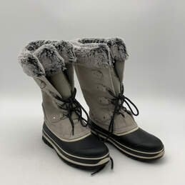 Womens Emily Gray Black Leather Round Toe Lace-Up Snow Boots Size 6 M alternative image