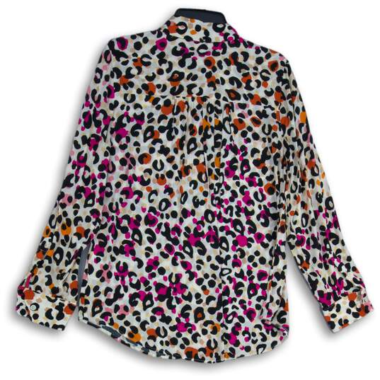 Chico's Womens Multicolor Spotted Spread Collar Long Sleeve Button-Up Shirt 8/10 image number 2