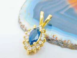 Elegant 14K Yellow Gold Sapphire & Diamond Accent Pendant 1.3g alternative image