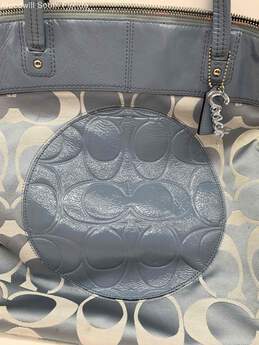 Coach Womens Beige Blue Signature Logo Inner Pockets Tote Crossbody Bag alternative image