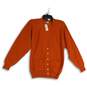 NWT Country Shop Womens Orange Knitted Cashmere Cardigan Sweater Sz L image number 1