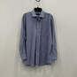 Mens Blue Polka Dot Long Sleeve Spread Collar Button-Up Shirt Size Large image number 2