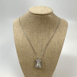 Designer Swarovski Silver-Tone Crystal Cut Stone Pendant Necklace w/ Box