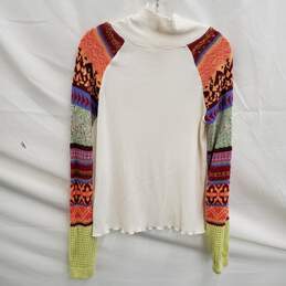 Free People Prism Fair Isle White Multicolor Sweater Women's Size M alternative image