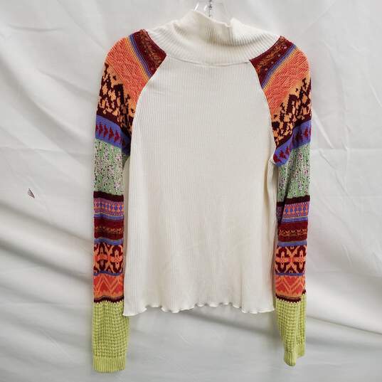 Free People Prism Fair Isle White Multicolor Sweater Women's Size M image number 2