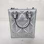 Coach North South Mini Tote Metallic Silver Leather with Puffy Diamond Quilting image number 4