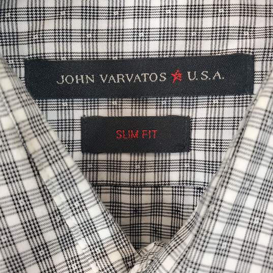 John Varvatos Men Blk/White Plaid Patterned Button Up Sz XL image number 2