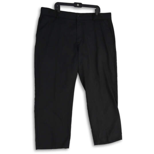 Mens Black Flat Front Slash Pocket Straight Leg Chino Pants Size 42X30 image number 1