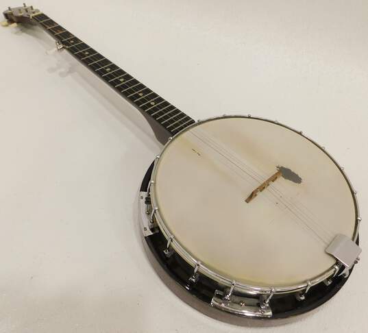 Unbranded Wooden 5-String Closed-Back Banjo w/ Vintage Playing/Shoulder Strap image number 6