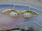 14K Yellow Gold Opal & CZ Earrings 1.4g image number 3