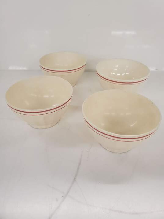 Luneville Cream Red Stripe Bowls Set of 4 image number 2