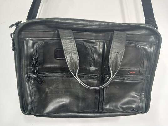 Tumi Black Leather Travel Bag image number 2