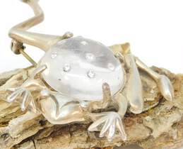 Vintage 925 Rhinestones Accented Clear Lucite Dome Jumping Frog Animal Brooch 15.9g alternative image
