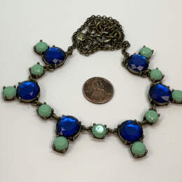Designer J. Crew Gold-Tone Chain Blue Crystal Cut Stone Statement Necklace alternative image