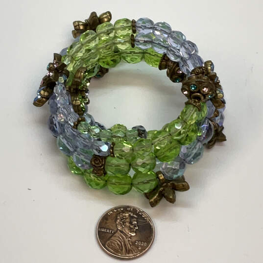 Designer Sweet Romance Green Blue Beaded Multi Strand Wrap Bracelet image number 1
