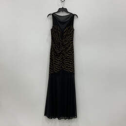 NWT Womens Black Ruched Animal Print Sleeveless Pullover Maxi Dress Size XL