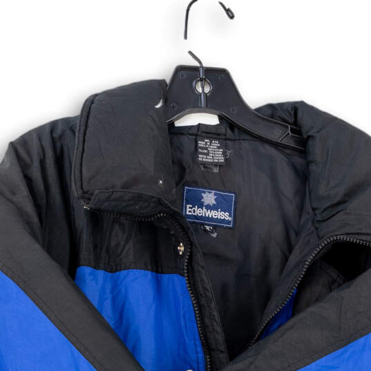 Mens Blue Black Long Sleeve Collared Full-Zip Windbreaker Jacket Size XL image number 3