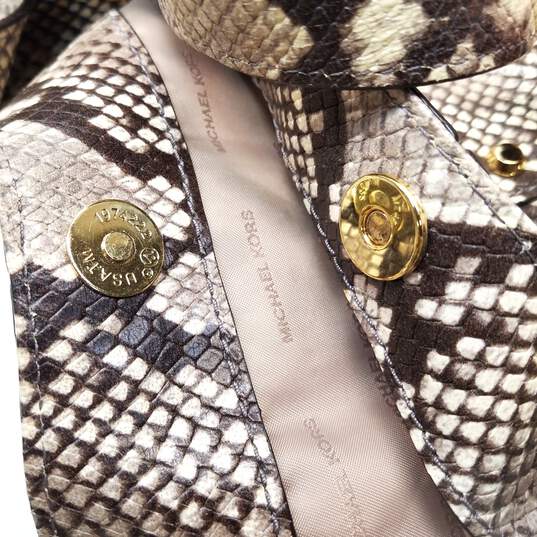 Michael Kors Astor Studded Leather Carryall Snake Print Beige image number 3