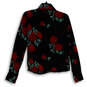 Womens Black Red Floral Long Sleeve Spread Collar Button-Up Shirt Size XS image number 2