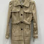 Womens Brown Long Sleeve Collared Button Front Trench Coat Size Large image number 1
