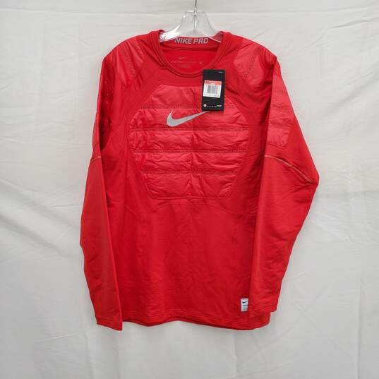 NWT Nike MN's Pro Hyper-warm Compression Padded Red Pullover Size L image number 1