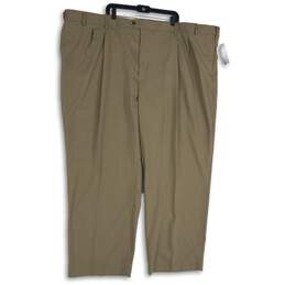 NWT Geoffrey Beene Mens Khaki Flat-Front High Performance Ankle Pants Size 60W