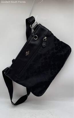 Coach Womens Black Signature Print Leather Adjustable Crossbody Shoulder Bag