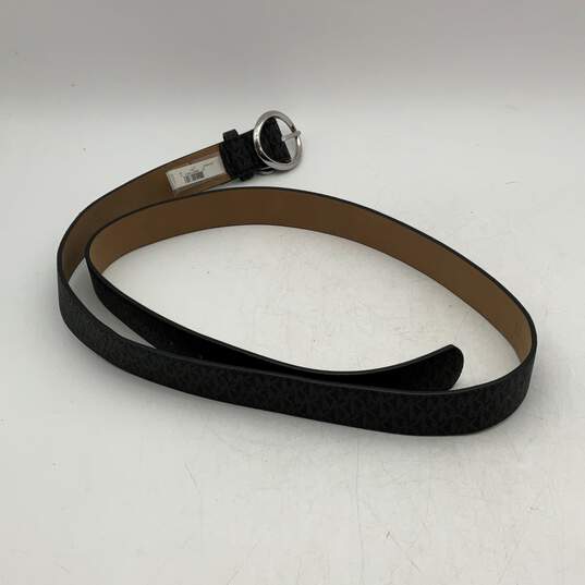 Michael Kors Womens Black Beige Signature Print Adjustable Waist Belt Size 2X image number 2