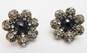 Vintage Hobe Silvertone Black Crystal & Rhinestones Bead Circle Clip On Earrings image number 5