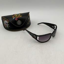 Ed Hardy Womens Black Multicolor Diamonds Full Rim Cat Eye Sunglasses With Case