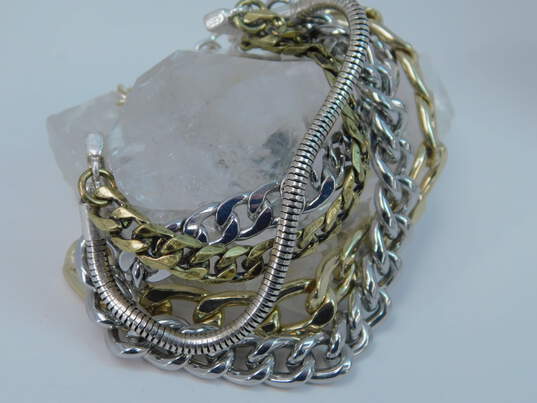 Jenny Bird Silvertone & Goldtone Accent Curb & Snake Multi Chain Bracelet 66.3g image number 1