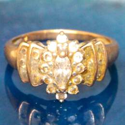 10K Yellow Gold Cubic Zirconia Accent Ring Size 7 - 2.8g