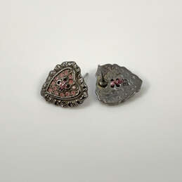 Designer Betsey Johnson Silver-Tone Crystal Heart Shaped Stud Earrings alternative image