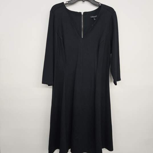Black V Neck 3/4 Sleeve Dress image number 1