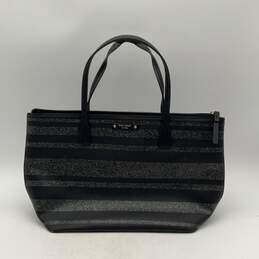 Kate Spade New York Womens Black Glitter Double Handle Zipper Tote Bag Purse