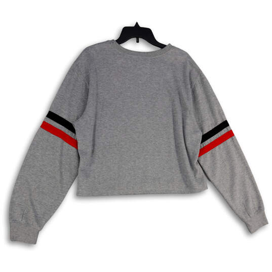 Womens Gray Graphic Print Crew Neck Long Sleeve Pullover Sweatshirt Sz 2XL image number 2