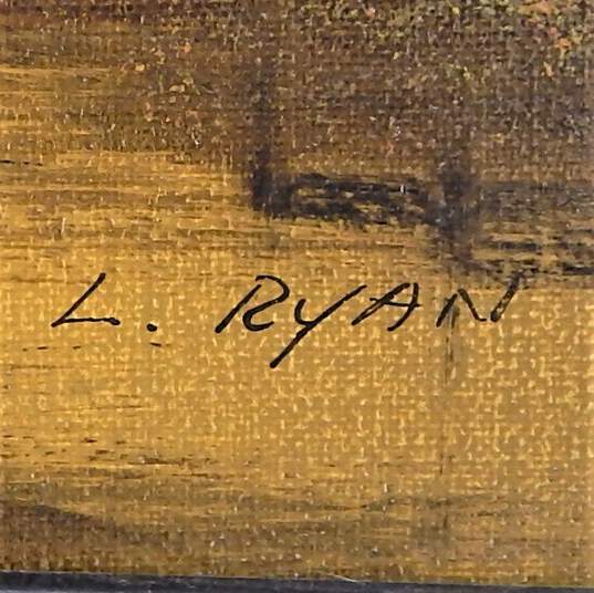 Artist L. Ryan Signed French Street Scene Oil Painting Vintage Framed Art image number 5