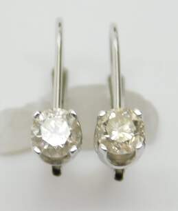 14K White Gold 0.42 CTTW Diamond Lever Back Earrings 1.0g
