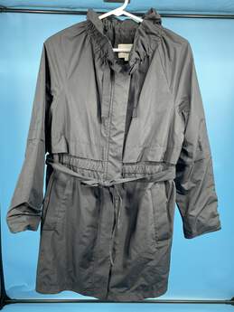 Ann Taylor Loft Womens Black Cinched Tie Waist Rain Coat Size M T-0542973-B
