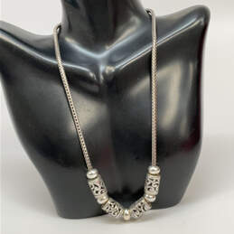 Designer Brighton Silver-Tone Fox Tail Chain Sliding Beaded Necklace