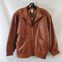 More NZ Men Brown Leather Jacket M