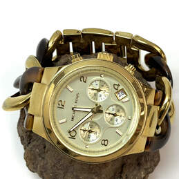 Designer Michael Kors MK-4222 Gold-Tone Chain Chronograph Analog Wristwatch